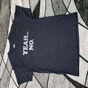 YEAH NO... GRAPHIC HUMOROUS CREW-NECK BLACK TEE-SHIRT LARGE